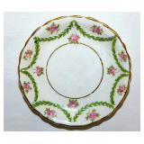 Gilded pink rose garland porcelain butter pat,