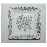 Floral black transferware chunky square butter pat