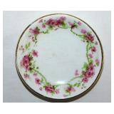 Pink floral garland transferware gilded porcelain