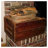Vintage wooden shipping crate box full of