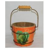 Small wooden cabbage bucket w/ bail handle,