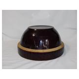 Vintage brown picket fence sawtooth crock mixing