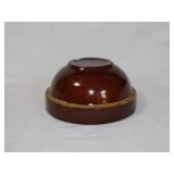 Vintage brown crock mixing bowl, 7" diameter