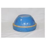 Vintage blue picket fence sawtooth crock mixing