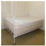 Antique full size white wrought iron bed,