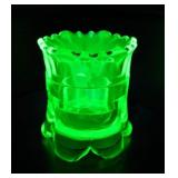 2 antique Uranium glass toothpick holders: