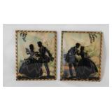 Pair of convex bubble glass silhouettes, 4" x 5"