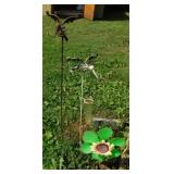 2 Hummingbird rain gauge stakes & more