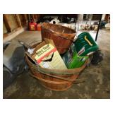 2 vintage woven wooden bushel baskets w/ Bee