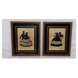 Pair of framed silhouettes, 8.5" x 10.5"