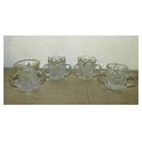 4 antique 3-handled glass toothpick holders