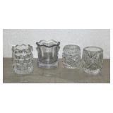 4 antique crystal toothpick holders