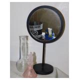 Pink glass bottle w/ stopper - Vanity mirror -