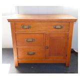 Antique oak 3 drawer washstand cabinet,