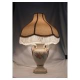Porcelain table lamp w/ glass ball finial &