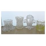 4 antique glass toothpick holders: