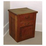 Antique walnut 2 drawer night stand bedside table