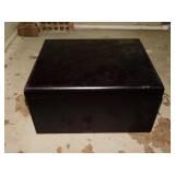 Dark cherry storage box w/ hinged lid,