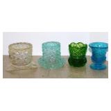 4 vintage glass toothpick holders: