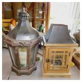 2 patio lanterns & flameless pillar candle