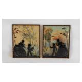 Pair of convex bubble glass silhouettes, 4" x 5"