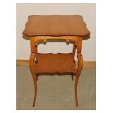 Antique carved oak parlor lamp table,