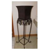 Metal patio plant stand w/ planter, 43" tall