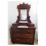 Antique walnut Eastlake dresser w/ swivel mirror,