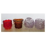 4 vintage glass toothpick holders: