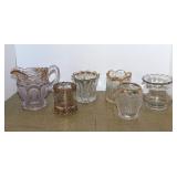 5 antique gilded glass toothpick holders & small