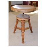 Antique oak Charles Parker Co. piano stool seat