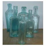 6 antique glass medicine bottles