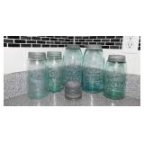 5 antique Mason Maltese Cross canning jars -