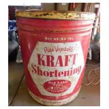 Vintage Kraft 50 lb. shortening can w/ lid
