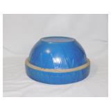 Vintage blue picket fence sawtooth crock mixing