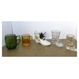5 vintage boot & barrel glass toothpick holders,