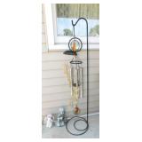 Wrought iron shepherd hook stand - 2 windchimes -