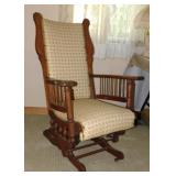 Antique carved oak platform rocker glider with