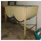 Antique double basin galvanized wash tubs on