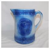 Antique flow blue salt glaze crock pitcher w/