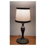 Cast bronze boudoir lamp w/ shade, 17" tall