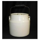 Antique crock jar w/ lid & bail handle,