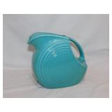 Vintage turquoise HLC Fiesta disc pitcher, 7.5"