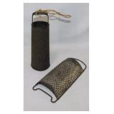 2 vintage handheld metal kitchen graters -
