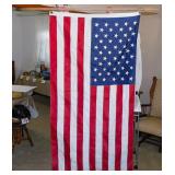 Two embroidered 50 star US flags, one cotton &