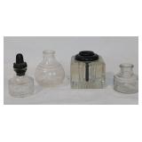 Antique square glass inkwell - 3 ink bottles