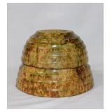 2 Morton Pottery Woodland spongeware beehive