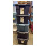 5 Rubbermaid Roughneck storage totes w/ lids,