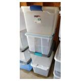 4 storage totes w/ lids: Sterilite gasket box -