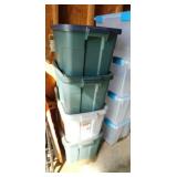 4 Rubbermaid Roughneck 14 gal. storage totes with